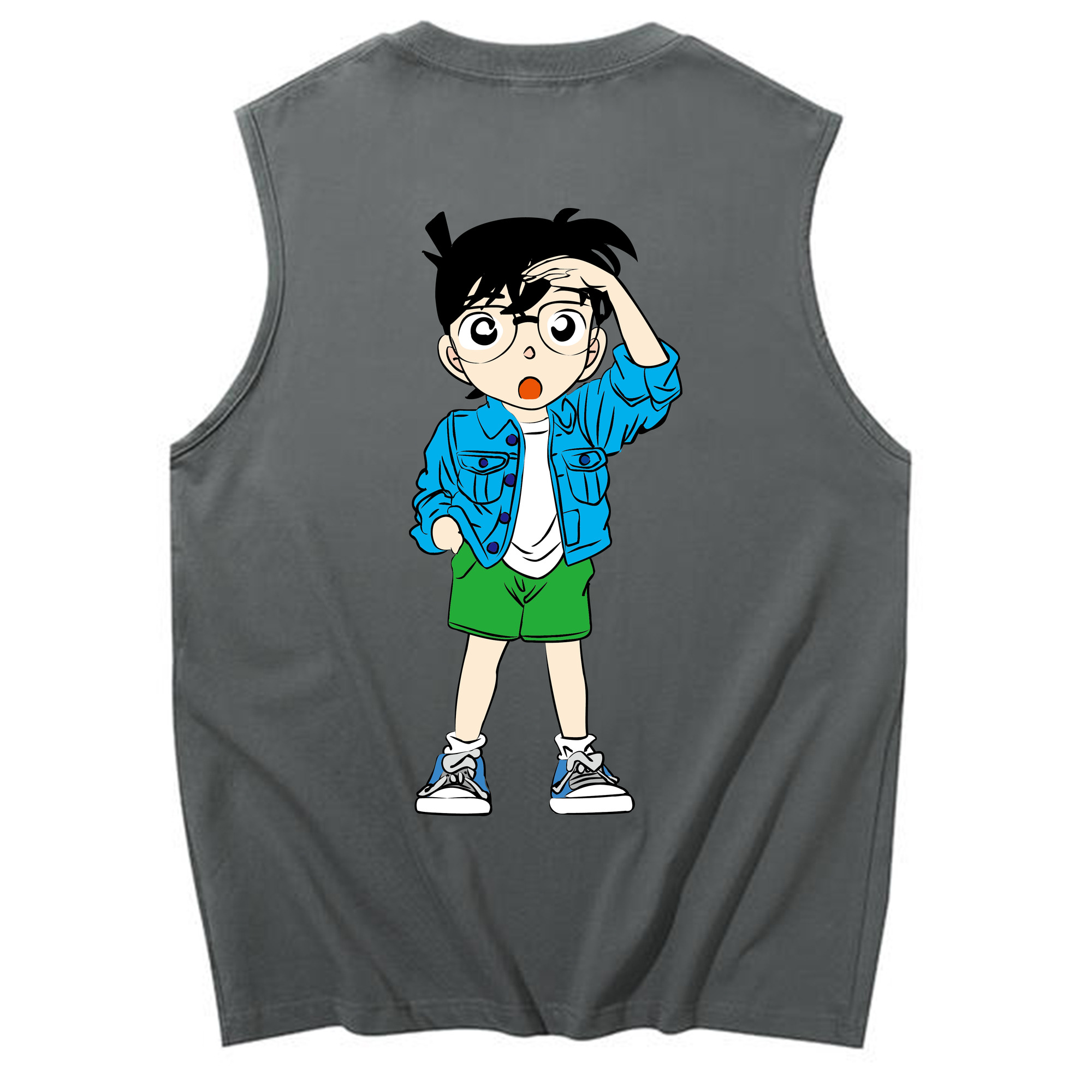（画像用） 名探偵コナン 江戸川 コナン Detective Conan Conan Edogawa コットン100％タンクトップ（背面プリント）